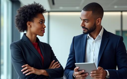 Two executives in a focused discussion, symbolizing expert executive coaching.