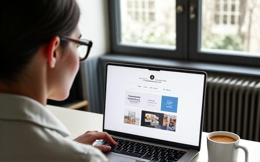 A modern professional developing their personal brand on a laptop, emphasizing resume and profile optimization.